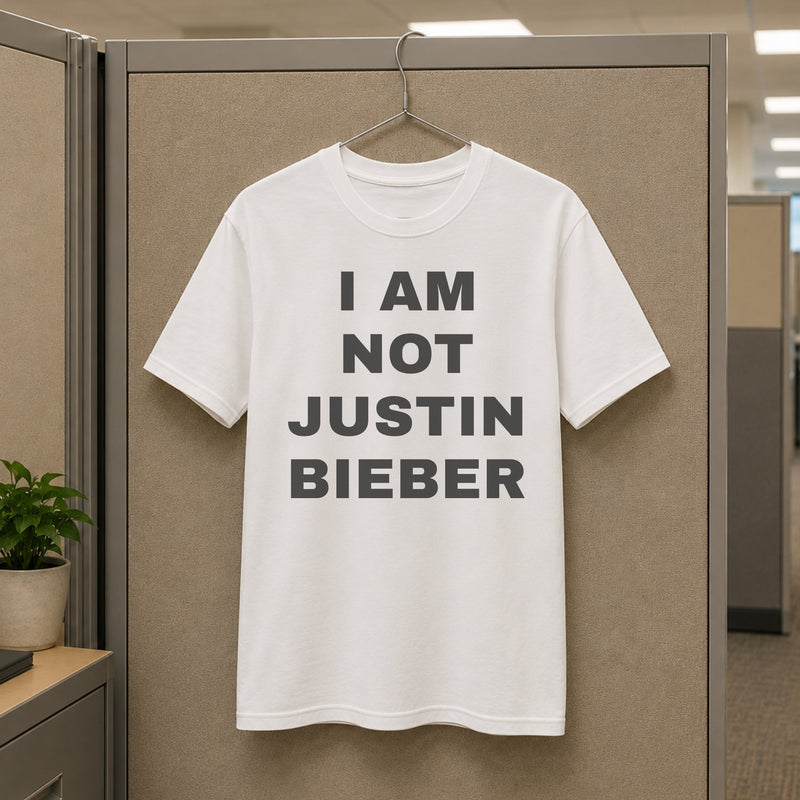 I am Not Justin Bieber Tee — mockup 3
