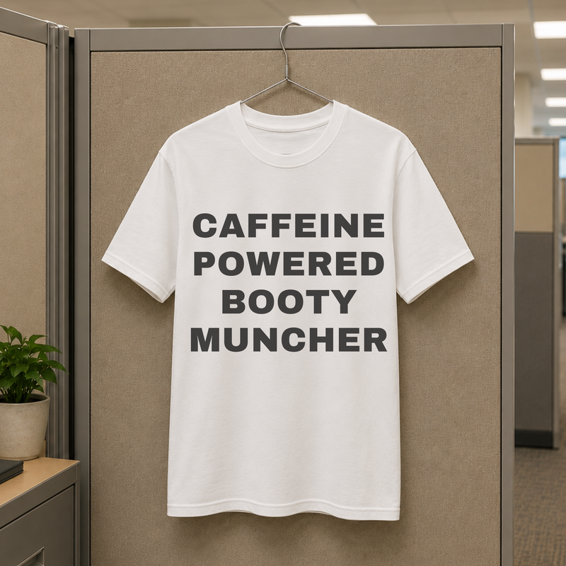 Caffeine Powered Booty Muncher Tee — mockup 3
