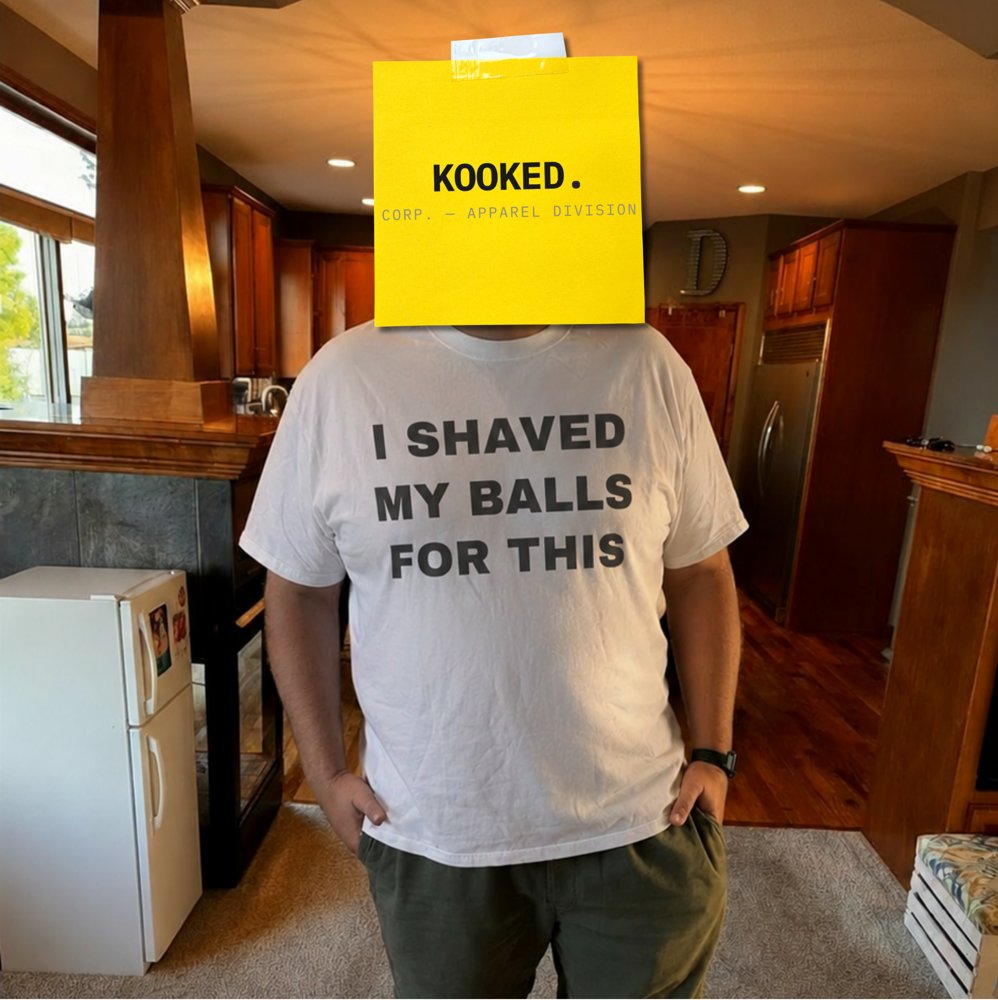 Customer wearing a KOOKED. shirt